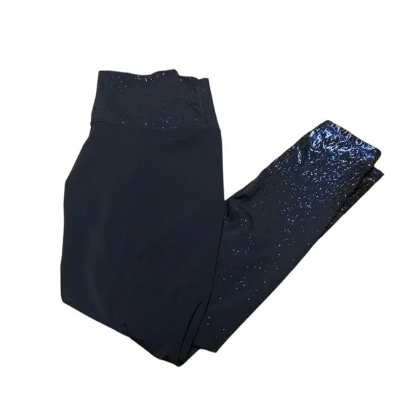 Z by Zobha Women’s Shine High Waisted Leggings Size L Athletic Navy Sparkle - Picture 11 of 14